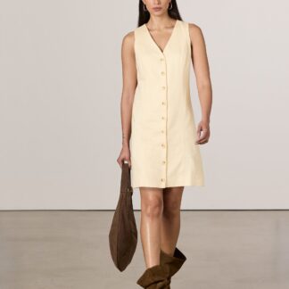 Sleeveless V-Neck Mini Dress Linen Blend image
