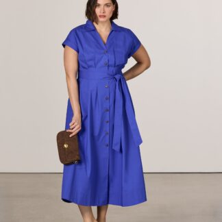 Cap-sleeve belted shirtdress - main image